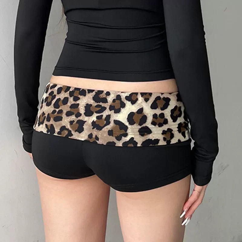Contrast Patchwork Leopard Low Waist Slim Sexy
