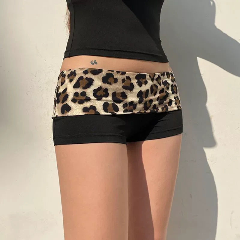 Contrast Patchwork Leopard Low Waist Slim Sexy