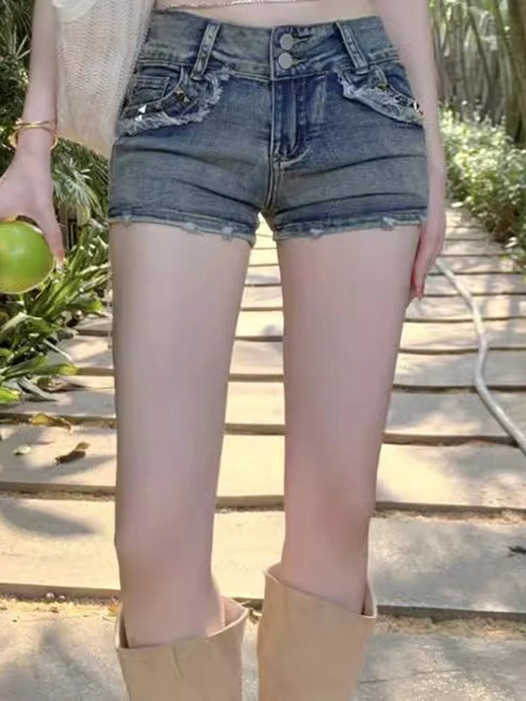 Women Korean Retro Y2k Shorts Pants Lady